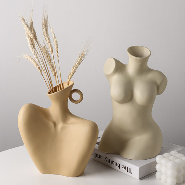 Ceramic Earthenware Flower Arrangement Vase Body Art Nordic Home Décor - Image 2