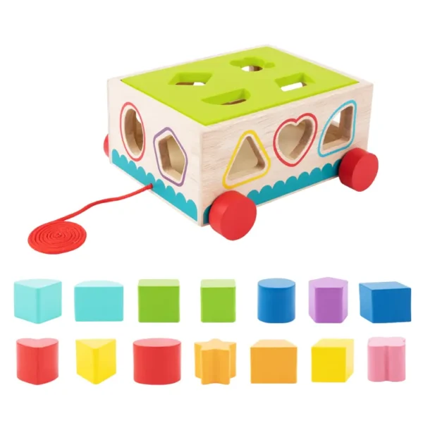 A Wooden Shape Sorter Pull Card by cord - Image 6