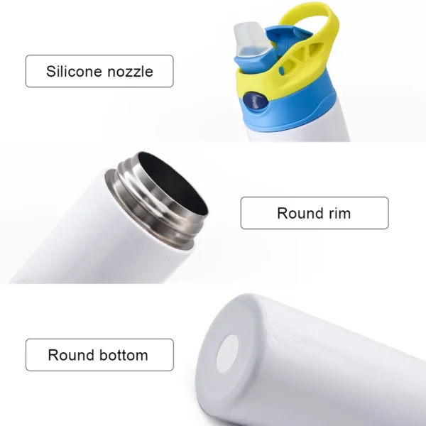 Stainless Steel 304 Vacuum double Wall Kids Flip Top Water Bottle - 12oz / 350ml - Image 4