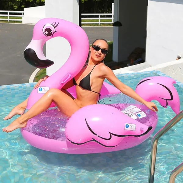 Inflatable pink flamingo pool float - Image 2