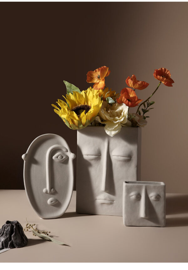 Ceramic Earthenware flower arrangement vase Oval Model nordic style - Image 4