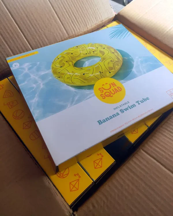 Yellow Inflatable round banana pool float 119cm - Image 3