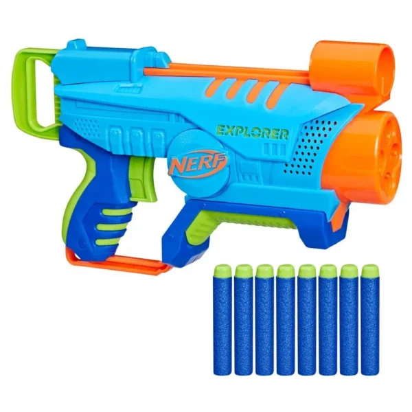 Nerf Elite Jr Explorer Easy-Play Toy Blaster, Easy Hold & Load & Blast, 8 Nerf Elite Darts, For 6 Year Old Boys & Girls - Image 2