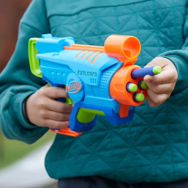 Nerf Elite Jr Explorer Easy-Play Toy Blaster, Easy Hold & Load & Blast, 8 Nerf Elite Darts, For 6 Year Old Boys & Girls - Image 3